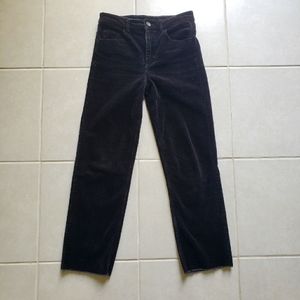 H&M black corduroy straight leg pants size 4 28 waist